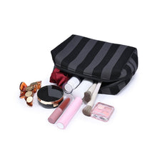 Essential Stripe Cosmetic & Travel Organizer Pouch: Red Pink
