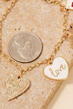 Assorted Multi Heart Charm Chain Bracelet - Gold/White