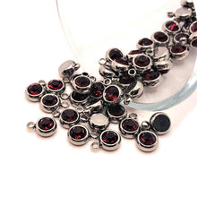Stainless Steel, Dark Red Garnet January Birthstone Rhinestone Charm Bar
