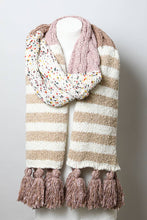 Boho Speckle Stripe Tassel Scarf - Rose