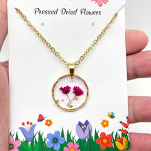 Dried Flowers Floral Irregular Round Pendant Necklace - Leucanthemum paludosum