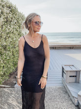 Moonlit Shore Crochet Beach Dress - Black