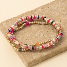 Mixed Metallic Faceted And Disc Beaded Bracelet Set
