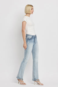 Bridget Tummy Control Mid Rise Distressed Hem Bootcut Denim