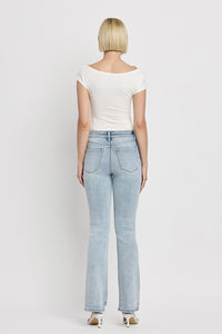 Bridget Tummy Control Mid Rise Distressed Hem Bootcut Denim