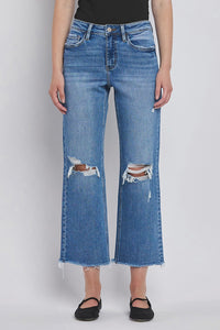 Tara High Rise Crop Raw Hem Denim Jeans