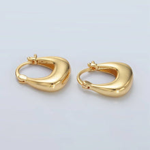 24K Gold Filled 18mm Dome Square Latch Hoop Earrings