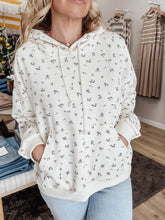 Fernwood Floral French Terry Hoodie - Cream/Blue