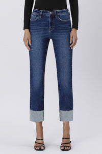 Sarah High Rise Cuff Slim Straight Jean