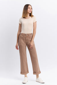 Tawny High Rise Slim Wide Leg - Warm Taupe