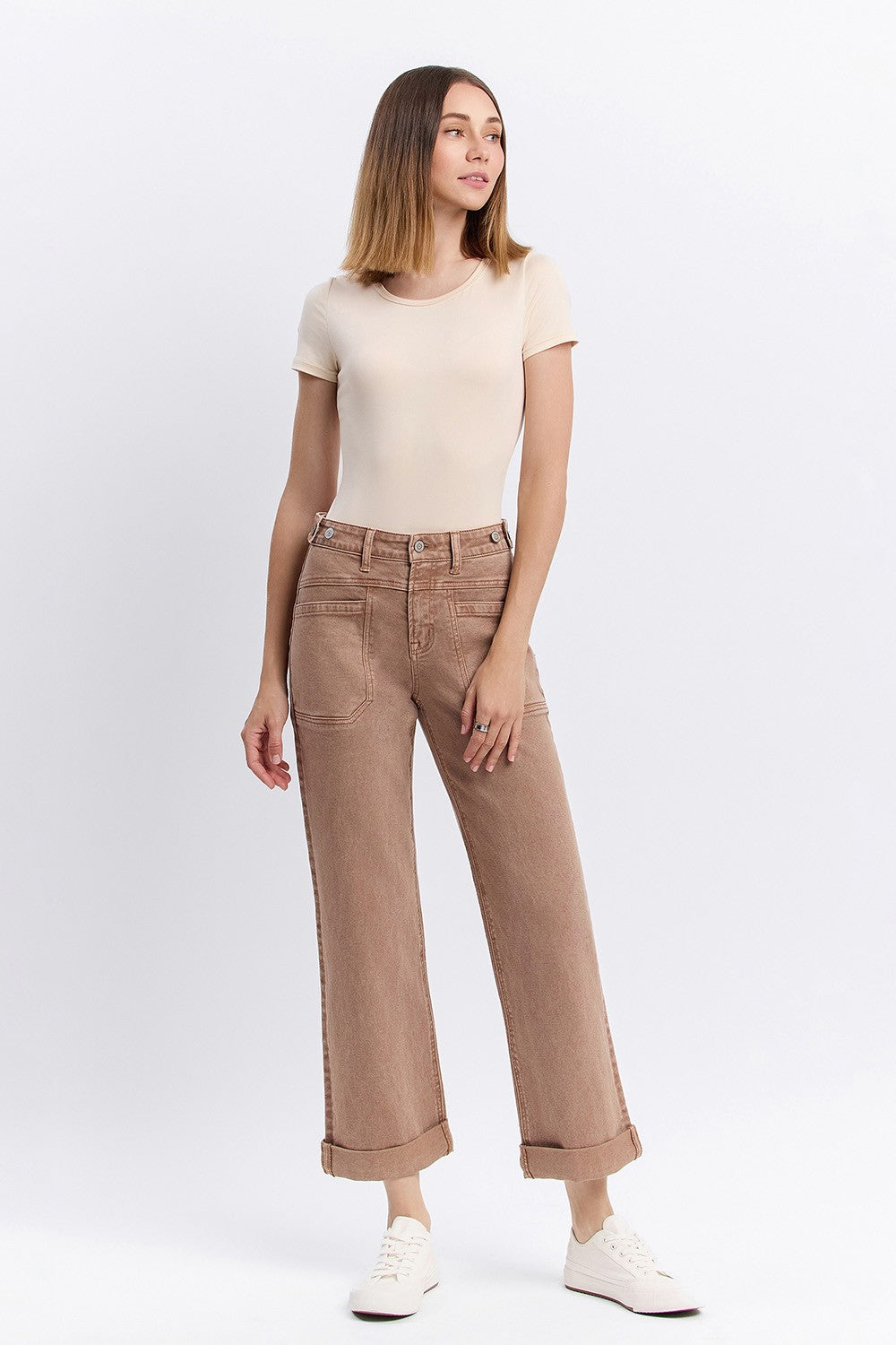 Tawny High Rise Slim Wide Leg - Warm Taupe