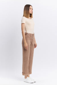 Tawny High Rise Slim Wide Leg - Warm Taupe