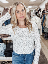 Meadow Lane Ribbed Long Sleeve Top - Cream Floral