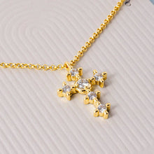 Cz Studded Cross Pendant Necklace