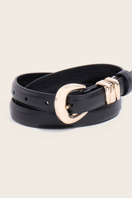 Thin Genuine Leather Belt - Black