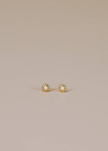 Sun Stud - White Opal - Gold Earrings