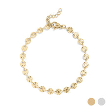 18K Gold PVD Stainless Steel Sunburst Chain Bracelet: Stainless