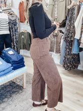 Chestnut Cropped Corduroy Patch Pocket Pants - Mocha Mousse