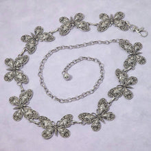 Antique Gold Filigree Butterfly Link Chain Belt: S
