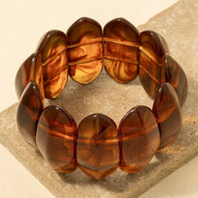 Large Oval Acetate Resin Elastic Bracelet - Tortoise