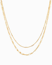 Delicate Bar and Link Chain Layered Necklace: Gold