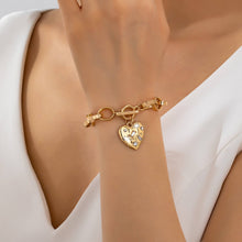 Crystal Heart Toggle Bracelet - Gold
