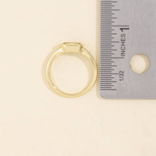 Gold Dipped Split Shank Step Cut Bezel Cz Ring: 27SILVER