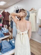 Buttercream Eyelet Spagehtti Strap Tie Back Midi Dress - Butter Yellow