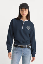 GOOD AMERICAN The Brushed Fleece Henley - Navy