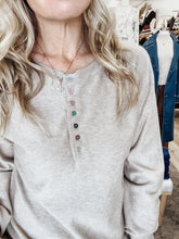 Willow Long Sleeve with Colorful Buttons Henley - Taupe