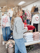 Hearts Entwined Knit Sweater - Grey