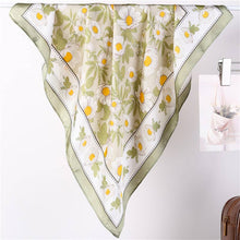 Spring Meadow Daisy Silky Feel Bandana Scarf - Olive