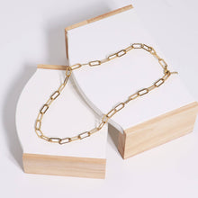 18K Gold Paperclip Chain Necklace Charm Bar - 14+02" / 2.5mm