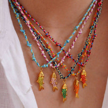 Cotton Rope Chain with Fish Charm Necklace