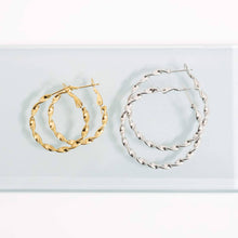 18K Gold PVD Stainless Steel Twist Hoop Earrings - Stainless / 30mm