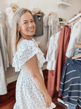 Fun & Flirty Off The Shoulder Floral Dress - Ivory/Blue