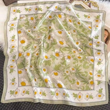 Spring Meadow Daisy Silky Feel Bandana Scarf - Olive