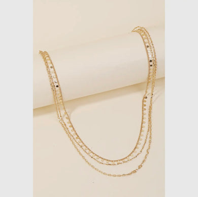 Secret Box Mini Disc Charms Layered Chain Necklace - Gold