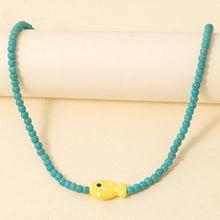 Ceramic Fish Pendant Ball Beaded Necklace - White