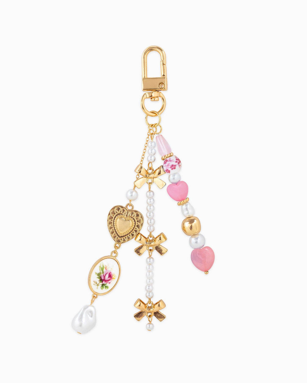Romantic Ceramic and Bow Charm Bag Charm - Pink