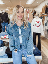 Winfield Washed Denim Quilted Front Tie Jacket