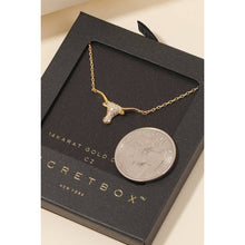 Secret Box Cz Stud Bull Head Pendant Necklace - Gold