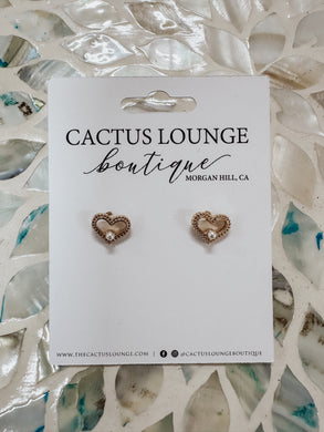 Heart Studs with Pearl Detail Earrings