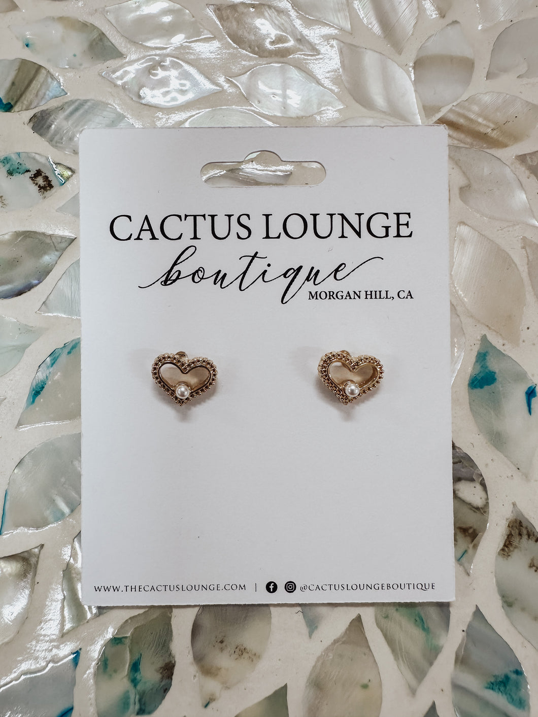 Heart Studs with Pearl Detail Earrings