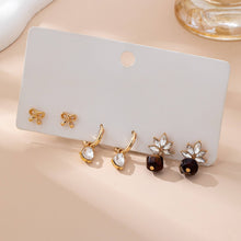 Trio Gold-Tone Floral & Drop Earring Set