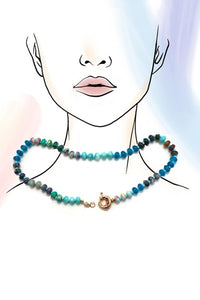 Natural Stone Beaded Necklace - Blues