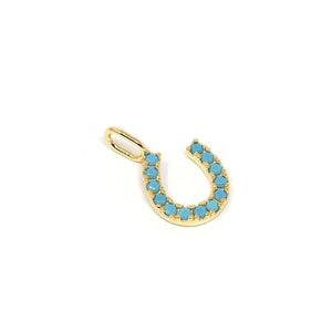 Lucky Horseshoe Charm Bar - Gold/Turquoise