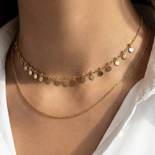 Dainty Layered Chain Mini Disc Charms Necklace - Gold