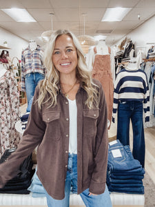 Woodland Cozy Button Down Shirt - Coffee Bean