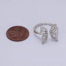 16K Gold Filled Clear Micro Paved CZ Open Butterfly Ring - Silver